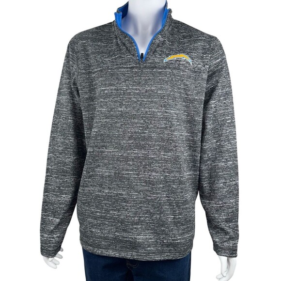 Los Angeles Chargers Mens Size Large Gray 1/4 Zip Pullover Sweater NFL San Diego - Picture 1 of 9
